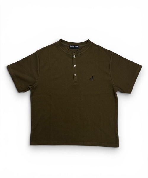 Starting Over(スターティングオーバー)の「短丈スナップヘンリーワッフル半袖Tシャツ / ショートレングス サーマル ヘンリーネック Tシャツ【ユニセックス】(Tシャツ/カットソー・メンズ・オフホワイト/カーキ/チャコールグレー/ブラック・M/L)」の11枚目の写真