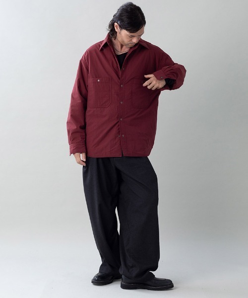 EGO TRIPPING(エゴトリッピング)の「ms6531- FLIPPADDING-SHIRTS リバーシブルシャツ(616706)(シャツ/ブラウス・メンズ・オリーブ/チャコールグレー×ブラック/ブラック/ワイン・46/48)」の9枚目の写真