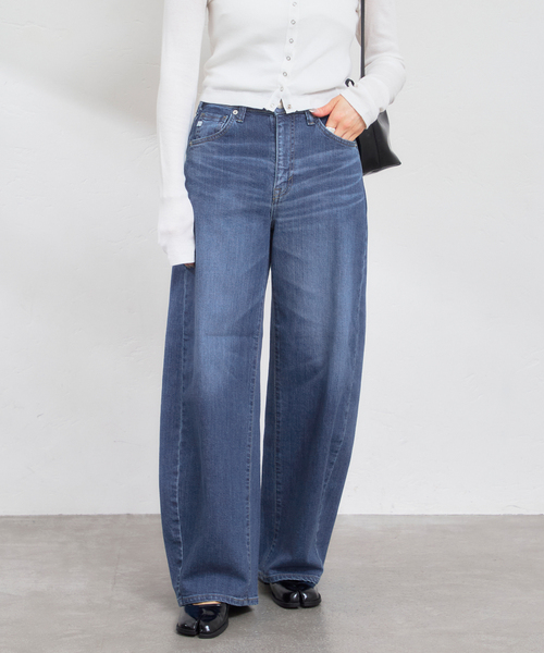 U by SPICK&SPAN(ユーバイスピックアンドスパン)の「《追加》SOMETHING / サムシング HANA CURVE TAPERED 2(デニムパンツ・レディース・ブルー/ネイビー・MEDIUM/SMALL/LARGE/X-SMALL)」の1枚目の写真