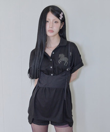 41PRAY（サイルプレイ）の「Corset Layered Sleeveless Top / Black（Tシャツ/カットソー）」