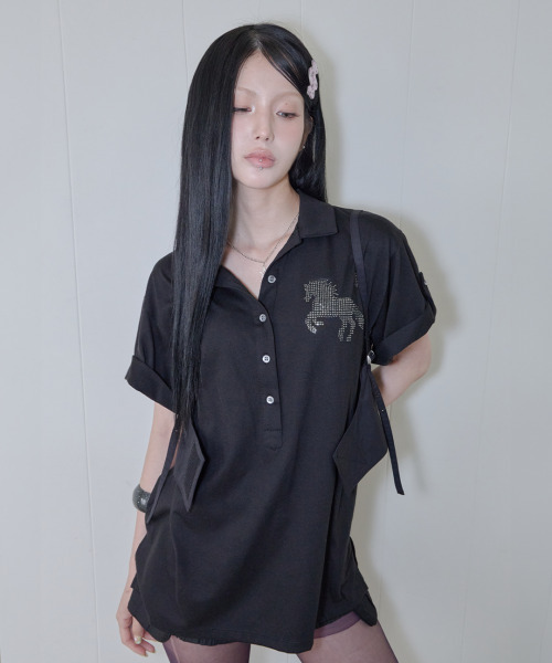 41PRAY（サイルプレイ）の「Corset Layered Sleeveless Top / Black（Tシャツ/カットソー・レディース・ブラック・OS）」の6枚目の写真