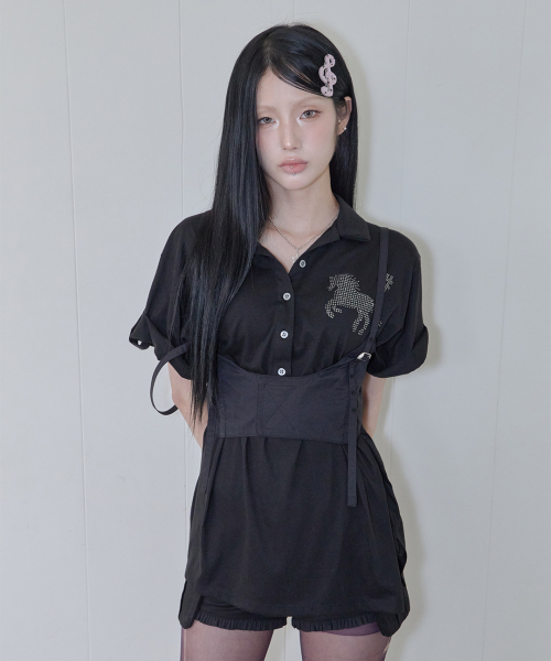 41PRAY（サイルプレイ）の「Corset Layered Sleeveless Top / Black（Tシャツ/カットソー・レディース・ブラック・OS）」の3枚目の写真