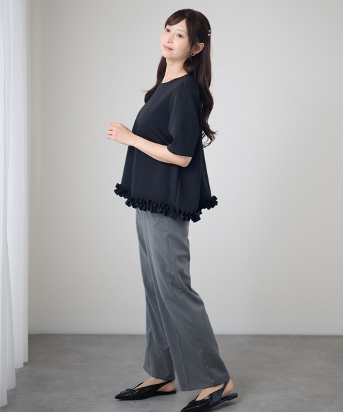 DAYRA(デイラ)の「クルーネック 半袖 裾フリル Aライン プルオーバー(Tシャツ/カットソー・レディース・ブラック/ホワイト/ダークグレー/ネイビー・FREE/S)」の10枚目の写真