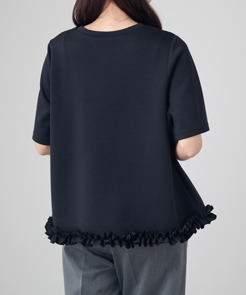 DAYRA(デイラ)の「クルーネック 半袖 裾フリル Aライン プルオーバー(Tシャツ/カットソー・レディース・ブラック/ホワイト/ダークグレー/ネイビー・FREE/S)」の11枚目の写真
