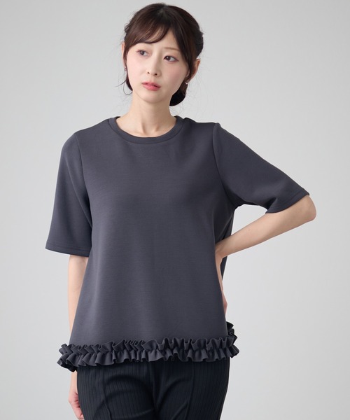 DAYRA(デイラ)の「クルーネック 半袖 裾フリル Aライン プルオーバー(Tシャツ/カットソー・レディース・ブラック/ホワイト/ダークグレー/ネイビー・FREE/S)」の13枚目の写真