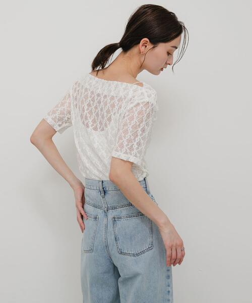SENSE OF PLACE by URBAN RESEARCH(センスオブプレイスバイアーバンリサーチ)の「レースドレープトップ(Tシャツ/カットソー・レディース・ブラック/オフホワイト/ベージュ・ONE)」の5枚目の写真