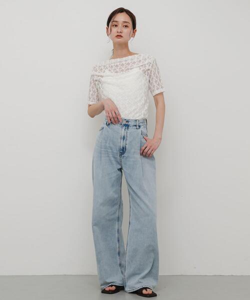 SENSE OF PLACE by URBAN RESEARCH(センスオブプレイスバイアーバンリサーチ)の「レースドレープトップ(Tシャツ/カットソー・レディース・ブラック/オフホワイト/ベージュ・ONE)」の6枚目の写真