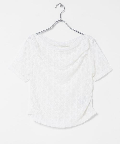SENSE OF PLACE by URBAN RESEARCH(センスオブプレイスバイアーバンリサーチ)の「レースドレープトップ(Tシャツ/カットソー・レディース・ブラック/オフホワイト/ベージュ・ONE)」の8枚目の写真