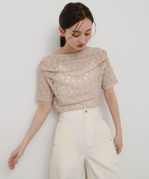 SENSE OF PLACE by URBAN RESEARCH(センスオブプレイスバイアーバンリサーチ)の「レースドレープトップ(Tシャツ/カットソー・レディース・ブラック/オフホワイト/ベージュ・ONE)」の15枚目の写真