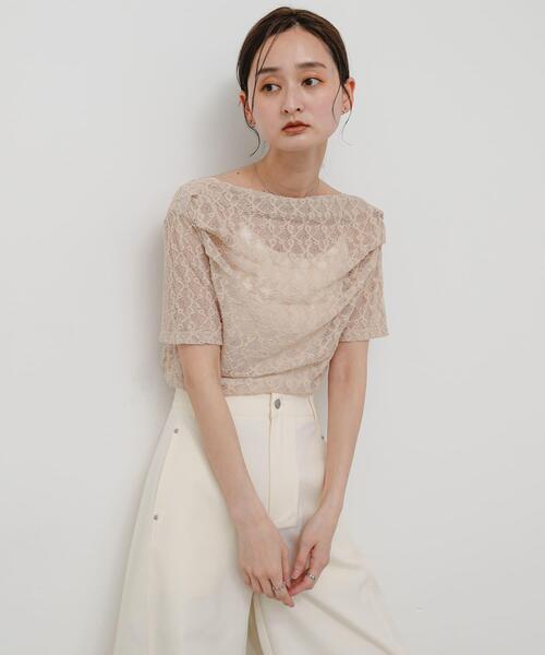 SENSE OF PLACE by URBAN RESEARCH(センスオブプレイスバイアーバンリサーチ)の「レースドレープトップ(Tシャツ/カットソー・レディース・ブラック/オフホワイト/ベージュ・ONE)」の16枚目の写真