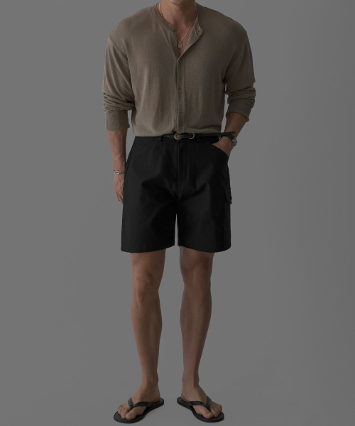 BOWLOW PRODUCT（バウロープロダクト）の「コットンカーゴハーフパンツ[ブラック]（その他パンツ・メンズ・その他・MEDIUM/LARGE/X-LARGE）」の2枚目の写真