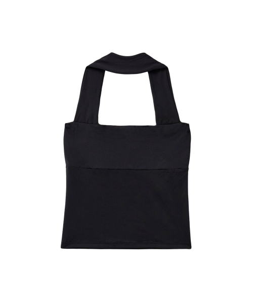 WOOALONG(ウアロン)の「Active shirring halter neck sleeveless -BLACK(Tシャツ/カットソー・レディース・ブラック・SMALL/MEDIUM)」の2枚目の写真