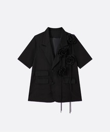U:UME（ユーム）の「Flower Applique Short Sleeve Jacket（テーラードジャケット）」