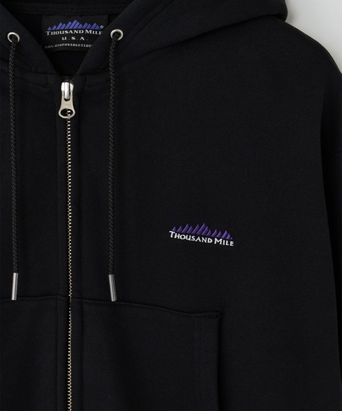 THOUSAND MILE（サウザンドマイル）の「[L's]SHORT LENGTH ZIP UP PARKER FRENCH TERRY/裏毛素材 ショート丈 パーカー（スウェット・レディース・ブラック/グレー/チャコールグレー/グレイッシュベージュ/ネイビー・FREE）」の7枚目の写真