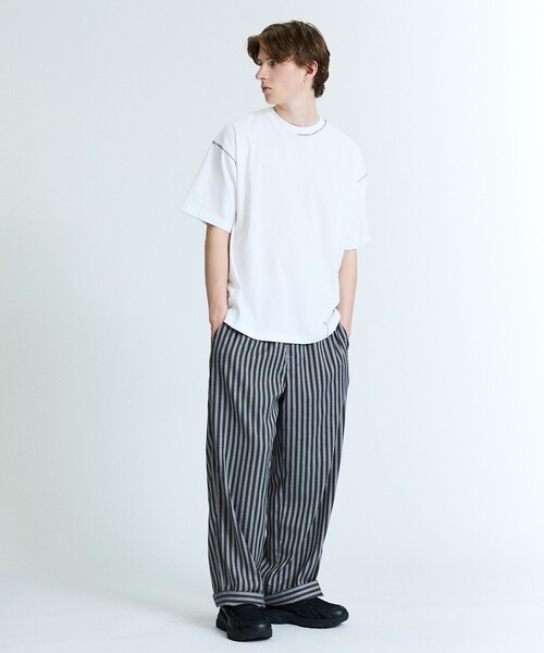 ABAHOUSE GRAY（アバハウスグレイ）の「ハンドステッチ 半袖Tシャツ（Tシャツ/カットソー・メンズ・ホワイト/ライトグレー/ブラック/イエロー/ラベンダー・48/46）」の6枚目の写真