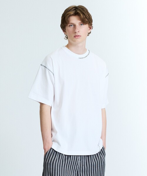 ABAHOUSE GRAY（アバハウスグレイ）の「ハンドステッチ 半袖Tシャツ（Tシャツ/カットソー・メンズ・ホワイト/ライトグレー/ブラック/イエロー/ラベンダー・48/46）」の7枚目の写真