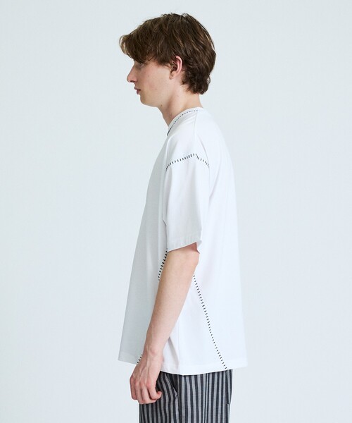 ABAHOUSE GRAY（アバハウスグレイ）の「ハンドステッチ 半袖Tシャツ（Tシャツ/カットソー・メンズ・ホワイト/ライトグレー/ブラック/イエロー/ラベンダー・48/46）」の8枚目の写真