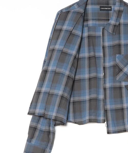 FORSOMEONE（フォーサムワン）の「FORSOMEONE CHECK ZIP SHIRT（ブルゾン・メンズ・ブラック×ブルー・50/48/46）」の4枚目の写真