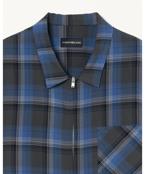 FORSOMEONE（フォーサムワン）の「FORSOMEONE CHECK ZIP SHIRT（ブルゾン・メンズ・ブラック×ブルー・50/48/46）」の2枚目の写真
