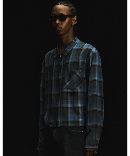FORSOMEONE（フォーサムワン）の「FORSOMEONE CHECK ZIP SHIRT（ブルゾン・メンズ・ブラック×ブルー・50/48/46）」の7枚目の写真