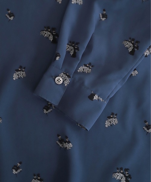 Blanc Bleu Minuit(ブランブルーミニュイ)の「フレンチカンカンプリント スタンドネックワンピース(ワンピース・レディース・ブルーグレー・FREE)」の16枚目の写真