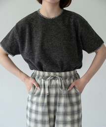 lawgy（ラウジー）の「blanket stitch short sleeve knit tops / ブランケットステッチショートスリーブニットトップス（ニット/セーター）」