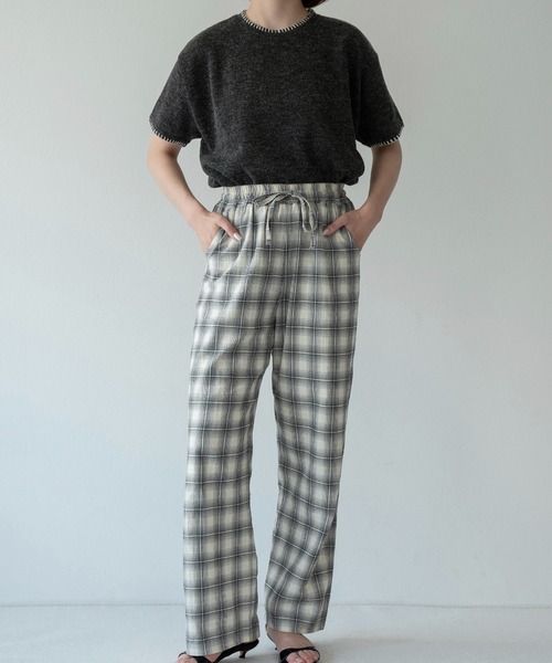 lawgy(ラウジー)の「blanket stitch short sleeve knit tops / ブランケットステッチショートスリーブニットトップス(ニット/セーター・レディース・チャコール/グレー/ブラウン/ホワイト・FREE)」の20枚目の写真