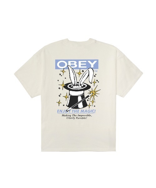 OBEY(オベイ)の「OBEY ENJOY THE MAGIC HEAVYWEIGHT T-SHIRT(オベイ エンジョイ ザ マジック ヘビーウェイトTシャツ)(Tシャツ/カットソー・メンズ・ホワイト系・X-LARGE/LARGE/MEDIUM)」の1枚目の写真