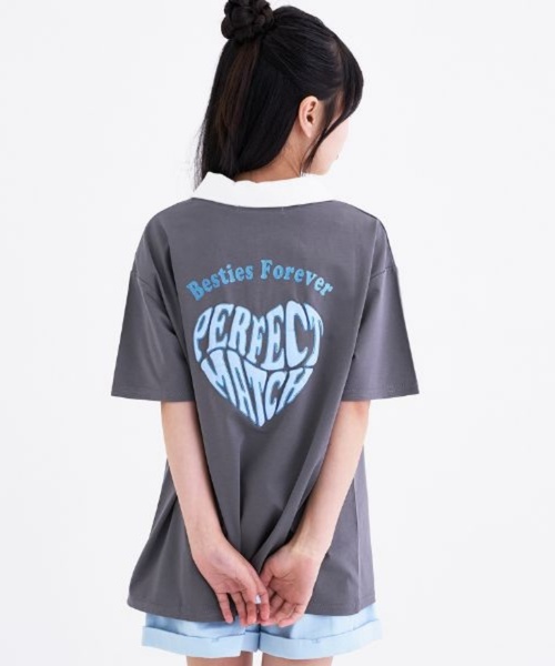 セール】【接触冷感】バックハート衿つきハーフZIP半袖T（Tシャツ