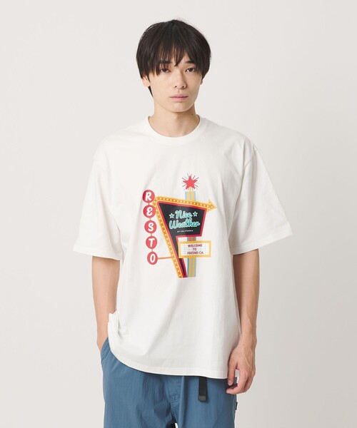 NICE WEATHER(ナイスウェザー)の「<NICE WEATHER>FRESNOプリント Tシャツ(Tシャツ/カットソー・メンズ・ホワイト/ブラック/ダークブラウン・XS/L/M/S)」の2枚目の写真