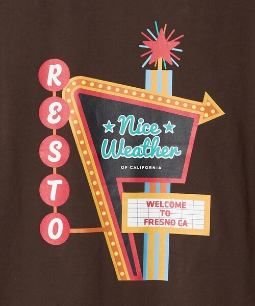 NICE WEATHER(ナイスウェザー)の「<NICE WEATHER>FRESNOプリント Tシャツ(Tシャツ/カットソー・メンズ・ホワイト/ブラック/ダークブラウン・XS/L/M/S)」の14枚目の写真