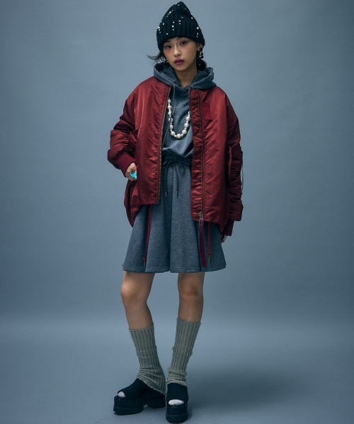 GEVS.(ジェイヴィス)の「パフィーMA1ブルゾン<大きいサイズ有>GEVS.(MA-1・レディース・カーキ/ワイン・M/L/LL/3L/4L/5L)」の12枚目の写真