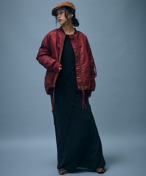 GEVS.(ジェイヴィス)の「パフィーMA1ブルゾン<大きいサイズ有>GEVS.(MA-1・レディース・カーキ/ワイン・M/L/LL/3L/4L/5L)」の13枚目の写真