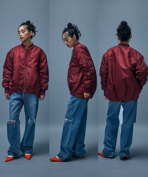 GEVS.(ジェイヴィス)の「パフィーMA1ブルゾン<大きいサイズ有>GEVS.(MA-1・レディース・カーキ/ワイン・M/L/LL/3L/4L/5L)」の14枚目の写真