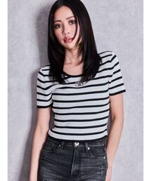 GYDA | symmetry GYDAプレートハーフスリーブニットTOPS(Tシャツ/カットソー)