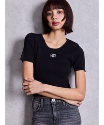symmetry GYDAプレートハーフスリーブニットTOPS