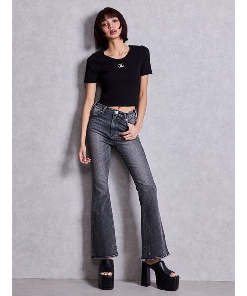 GYDA(ジェイダ)の「symmetry GYDAプレートハーフスリーブニットTOPS(Tシャツ/カットソー・レディース・その他1/ブラック/ピンク/オフホワイト・FREE)」の14枚目の写真