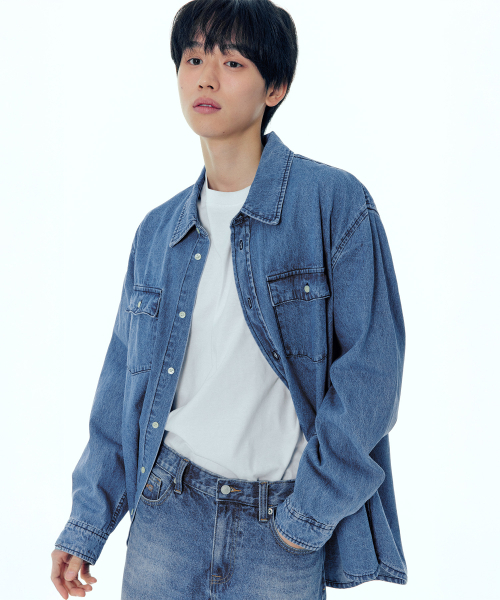 PLAC(プラック)の「ミリタリーポケットデニムシャツミッドブルー(シャツ/ブラウス・メンズ・その他・MEDIUM/LARGE/X-LARGE)」の5枚目の写真
