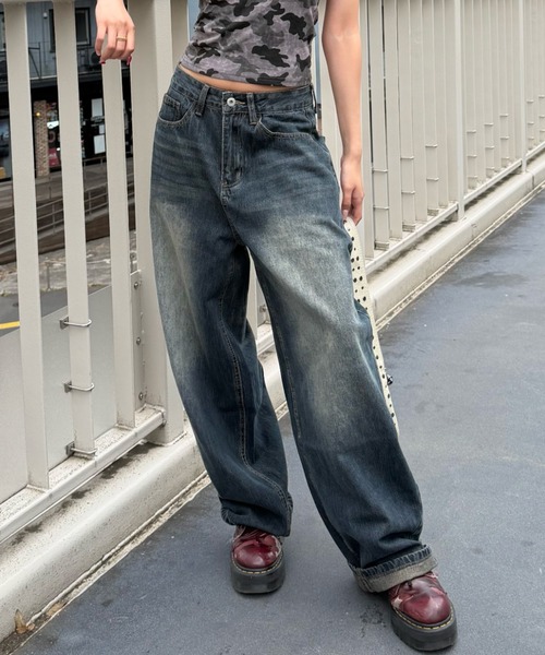 mindseeker girls（マインドシーカーガールズ）の「Waist Buckle Barrel Leg Denim / ウエストバックルバレルレッグデニム（デニムパンツ・レディース・ブラック/インディゴブルー・S/M）」の8枚目の写真