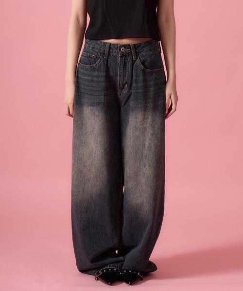 mindseeker girls（マインドシーカーガールズ）の「Waist Buckle Barrel Leg Denim / ウエストバックルバレルレッグデニム（デニムパンツ・レディース・ブラック/インディゴブルー・S/M）」の14枚目の写真