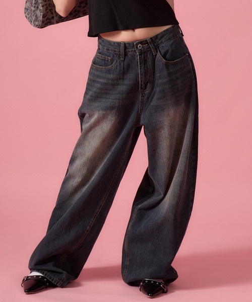 mindseeker girls（マインドシーカーガールズ）の「Waist Buckle Barrel Leg Denim / ウエストバックルバレルレッグデニム（デニムパンツ・レディース・ブラック/インディゴブルー・S/M）」の16枚目の写真