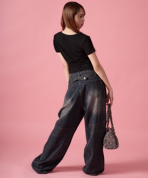 mindseeker girls（マインドシーカーガールズ）の「Waist Buckle Barrel Leg Denim / ウエストバックルバレルレッグデニム（デニムパンツ・レディース・ブラック/インディゴブルー・S/M）」の20枚目の写真