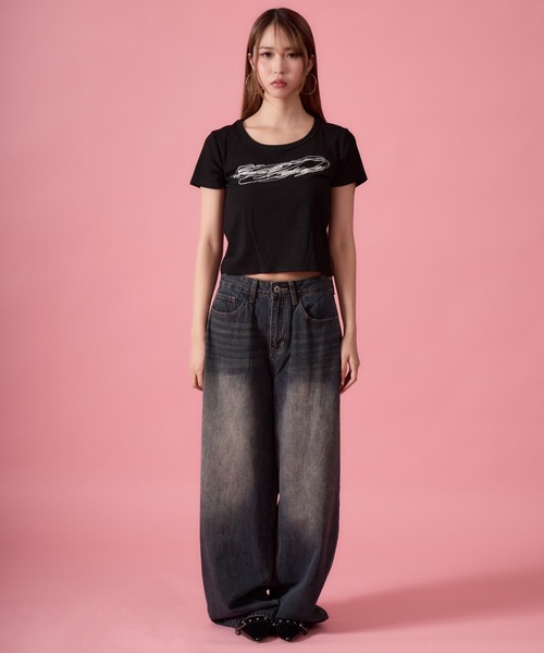 mindseeker girls（マインドシーカーガールズ）の「Waist Buckle Barrel Leg Denim / ウエストバックルバレルレッグデニム（デニムパンツ・レディース・ブラック/インディゴブルー・S/M）」の18枚目の写真
