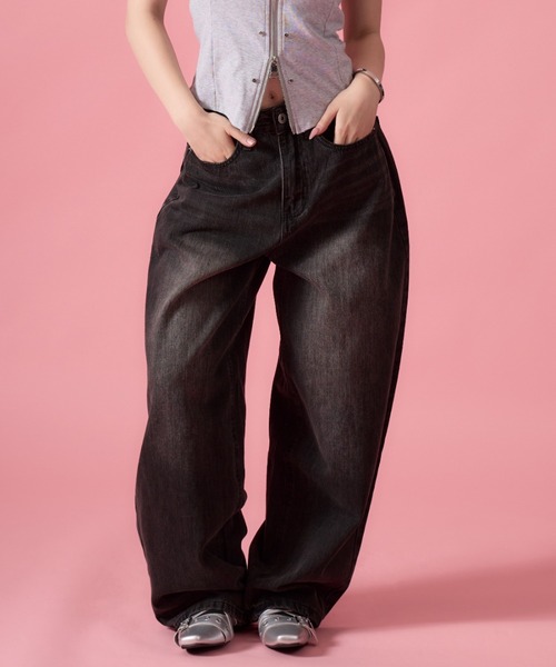 mindseeker girls（マインドシーカーガールズ）の「Waist Buckle Barrel Leg Denim / ウエストバックルバレルレッグデニム（デニムパンツ・レディース・ブラック/インディゴブルー・S/M）」の10枚目の写真