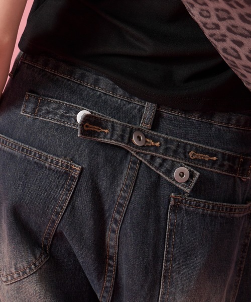 mindseeker girls（マインドシーカーガールズ）の「Waist Buckle Barrel Leg Denim / ウエストバックルバレルレッグデニム（デニムパンツ・レディース・ブラック/インディゴブルー・S/M）」の22枚目の写真