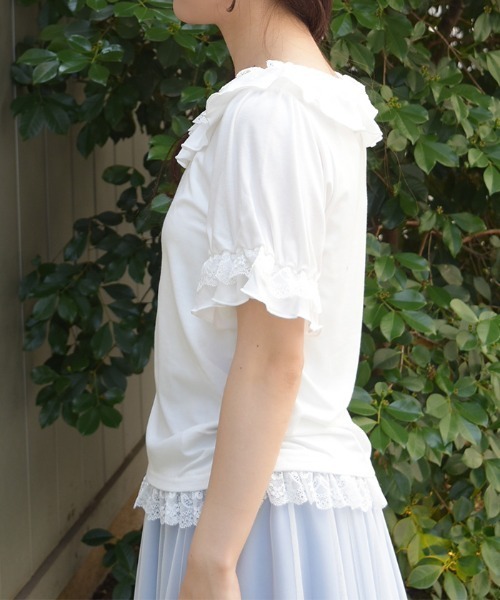 axes femme(アクシーズファム)の「フリルレースネックトップス(Tシャツ/カットソー・レディース・ミント/ブラック/ホワイト・FREE)」の12枚目の写真