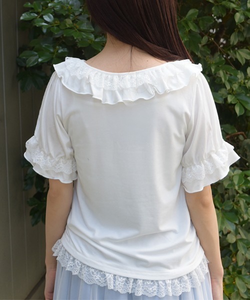axes femme(アクシーズファム)の「フリルレースネックトップス(Tシャツ/カットソー・レディース・ミント/ブラック/ホワイト・FREE)」の13枚目の写真
