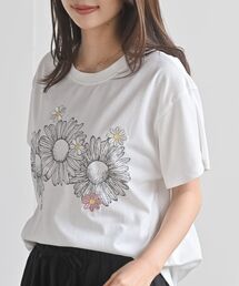 フラワー刺繍&プリントBIGT