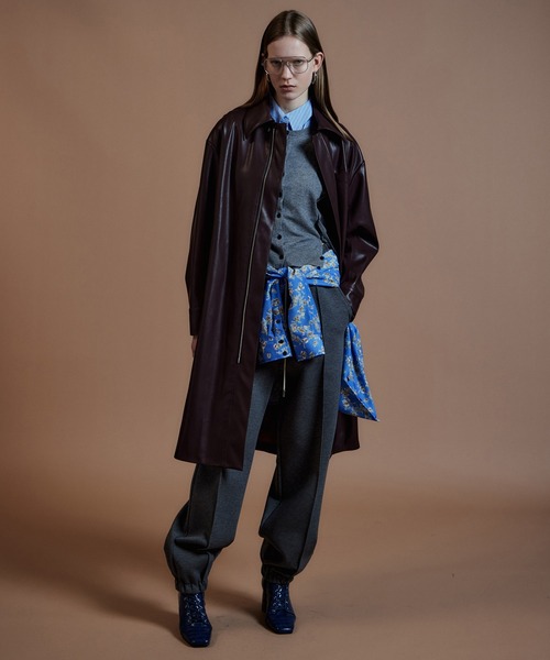 MAISON SPECIAL(メゾンスペシャル)の「【2026Autumn PRE-ORDER】Stand Collar Leather Long Coat/ステンカラーレザーロングコート(ステンカラーコート・レディース・ブラック/ブラウン・FREE)」の2枚目の写真