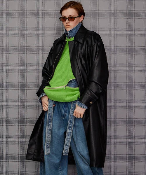 MAISON SPECIAL(メゾンスペシャル)の「【2026Autumn PRE-ORDER】Stand Collar Leather Long Coat/ステンカラーレザーロングコート(ステンカラーコート・レディース・ブラック/ブラウン・FREE)」の6枚目の写真